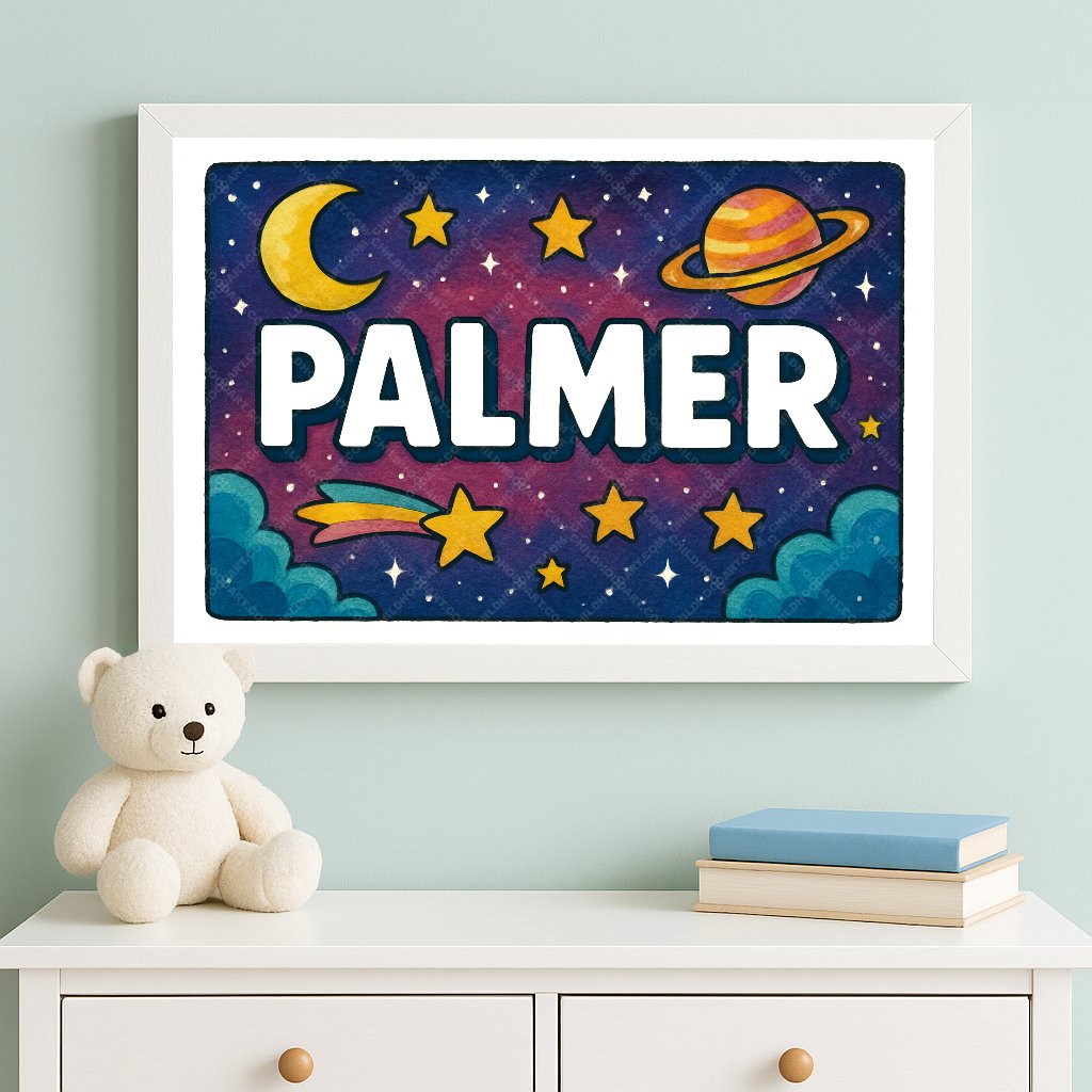 Personalized space name art for Palmer