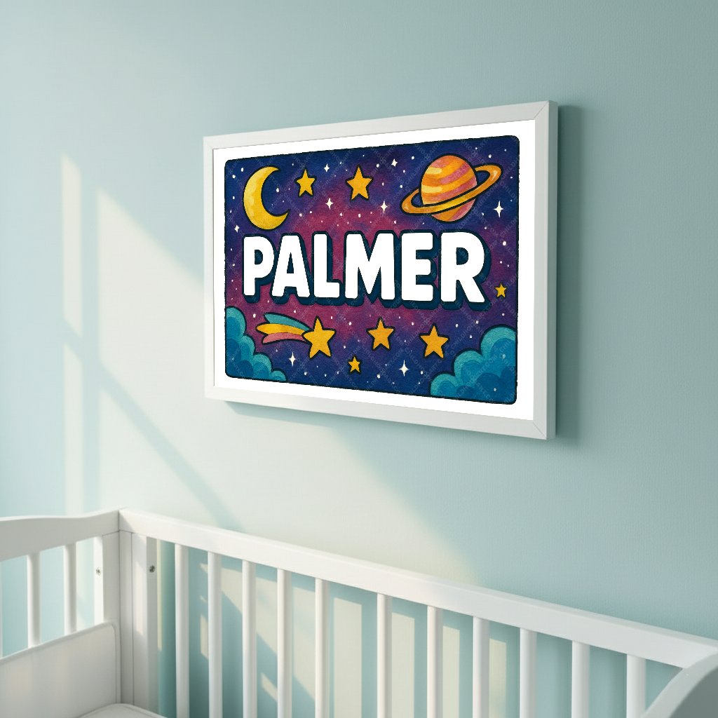 Personalized space name art for Palmer