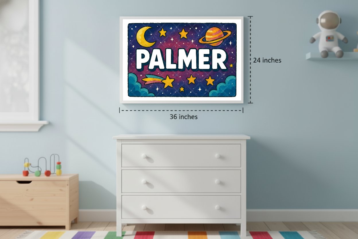 Personalized space name art for Palmer