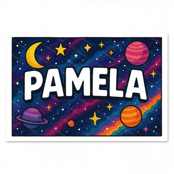Pamela Name Art - Space Explorers Personalized Wall Art