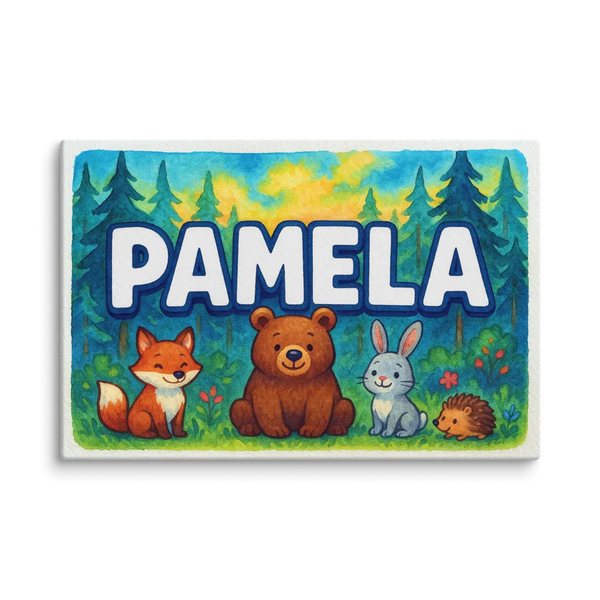 Pamela Name Art - Forest Friends Personalized Wall Art