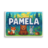 Pamela Name Art - Forest Friends personalized wall print for kids
