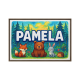 Pamela Name Art - Forest Friends personalized wall print for kids