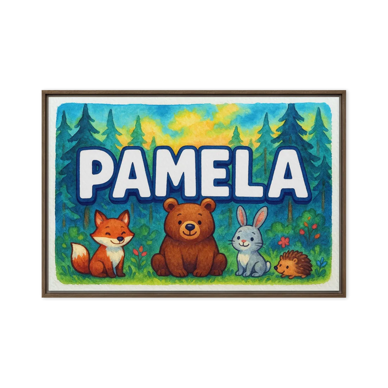 Pamela Name Art - Forest Friends personalized wall print for kids
