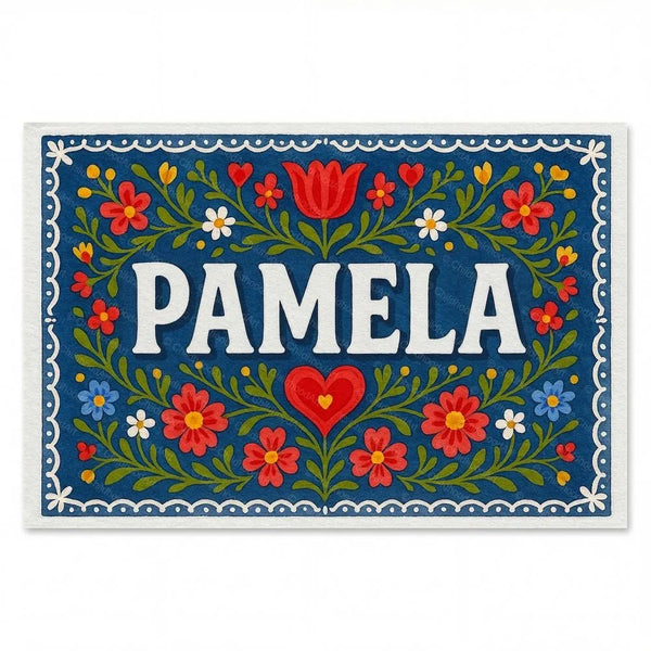 Pamela Name Art - Floral Farmhouse Personalized Wall Art