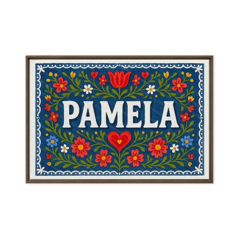 Pamela Name Art - Floral Farmhouse personalized wall print for kids