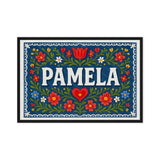 Pamela Name Art - Floral Farmhouse personalized wall print for kids