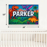Parker Name Art - Dinosaur Adventure personalized wall print for kids