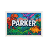 Parker Name Art - Dinosaur Adventure personalized wall print for kids