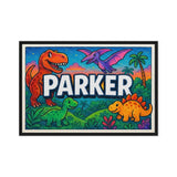 Parker Name Art - Dinosaur Adventure personalized wall print for kids