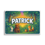 Patrick Name Art - Forest Friends personalized wall print for kids