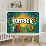 Patrick Name Art - Forest Friends personalized wall print for kids