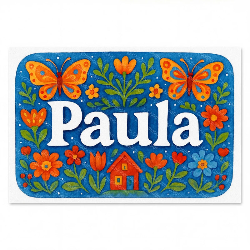 Calm personalized name art for Paula