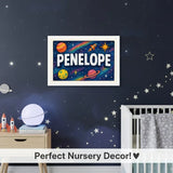 Adventurous personalized space name art for Penelope