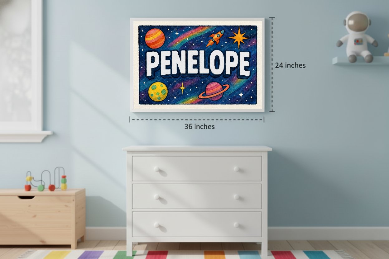 Personalized space name art for Penelope