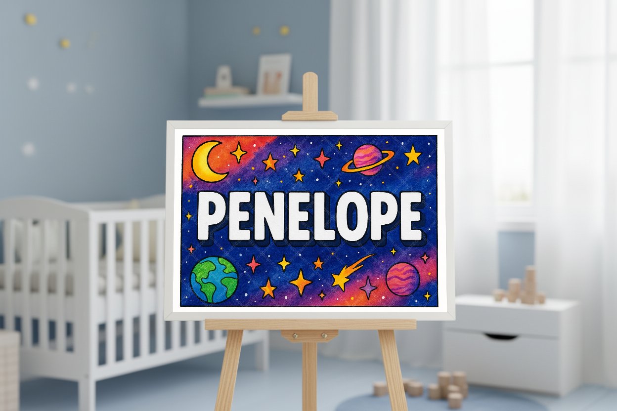 Personalized space name art for Penelope