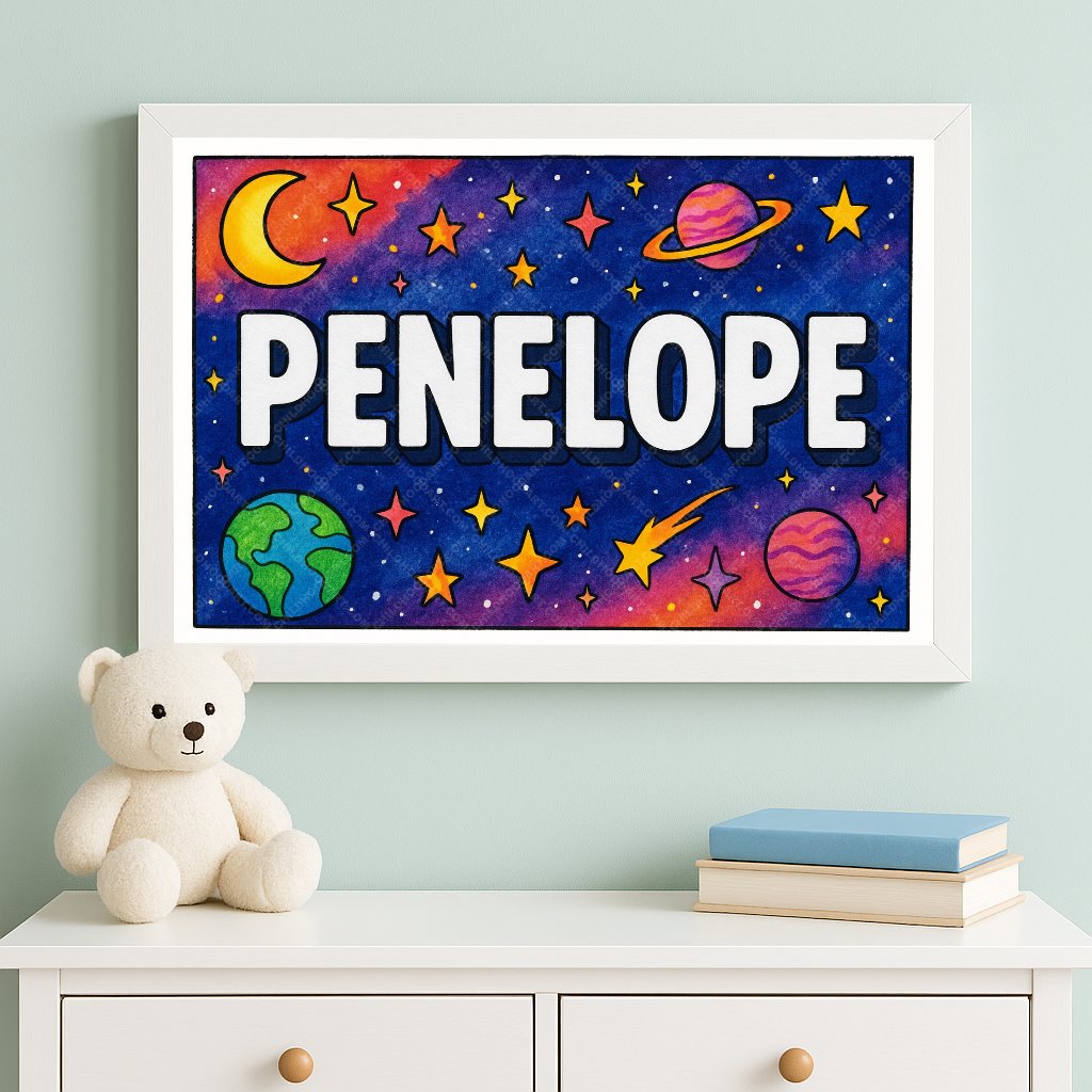 Personalized space name art for Penelope