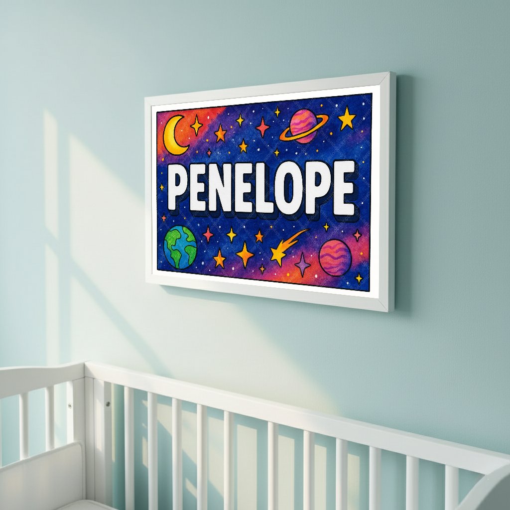 Personalized space name art for Penelope