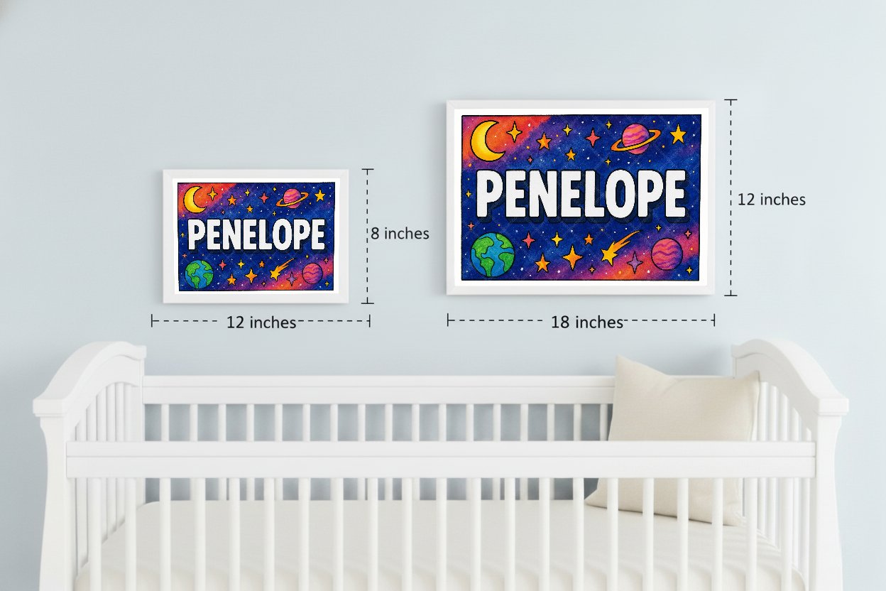 Personalized space name art for Penelope