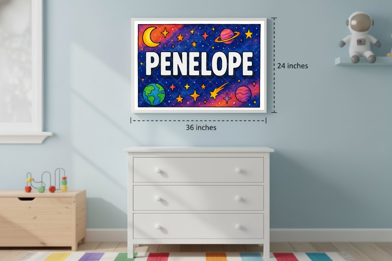 Personalized space name art for Penelope