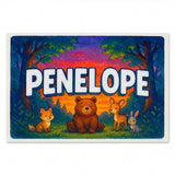 Calm personalized woodland name art for Penelope