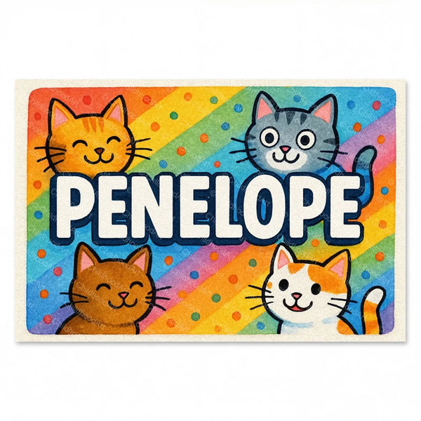 Penelope Colorful Cats Name Art