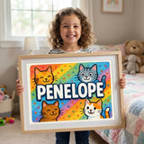 Playful personalized cat name art for Penelope