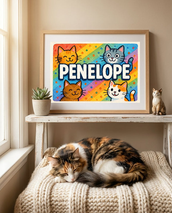 Penelope Colorful Cats Art