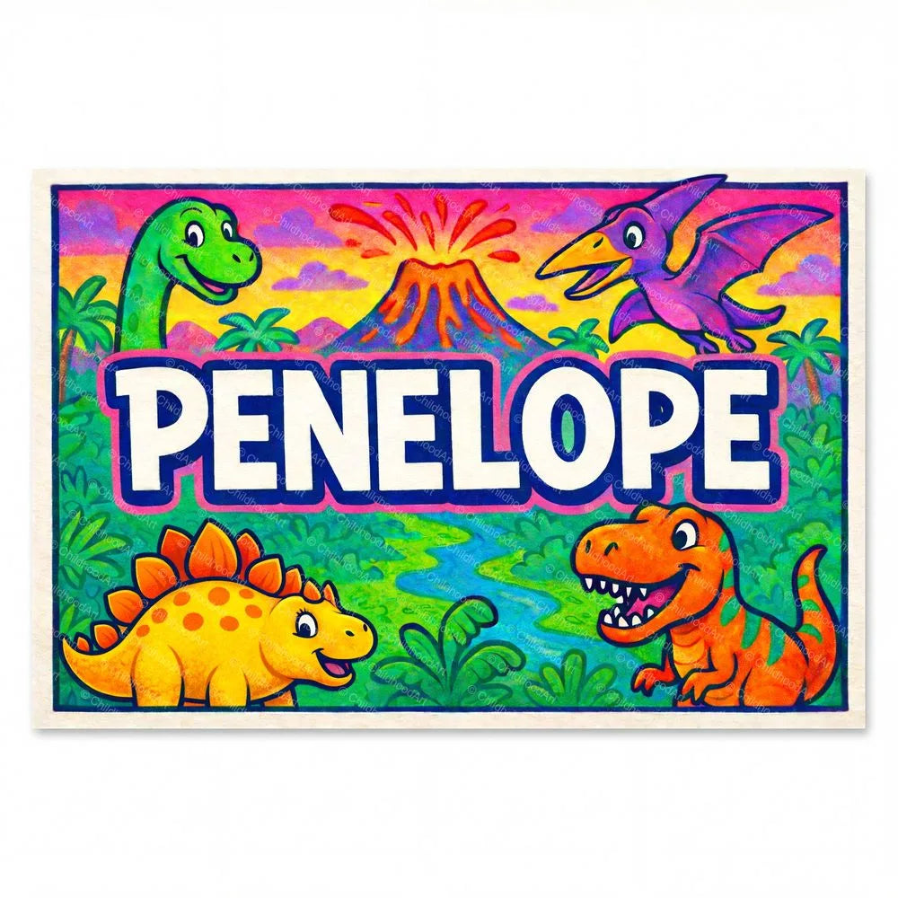Penelope Personalized Dinosaur Art - Full size image