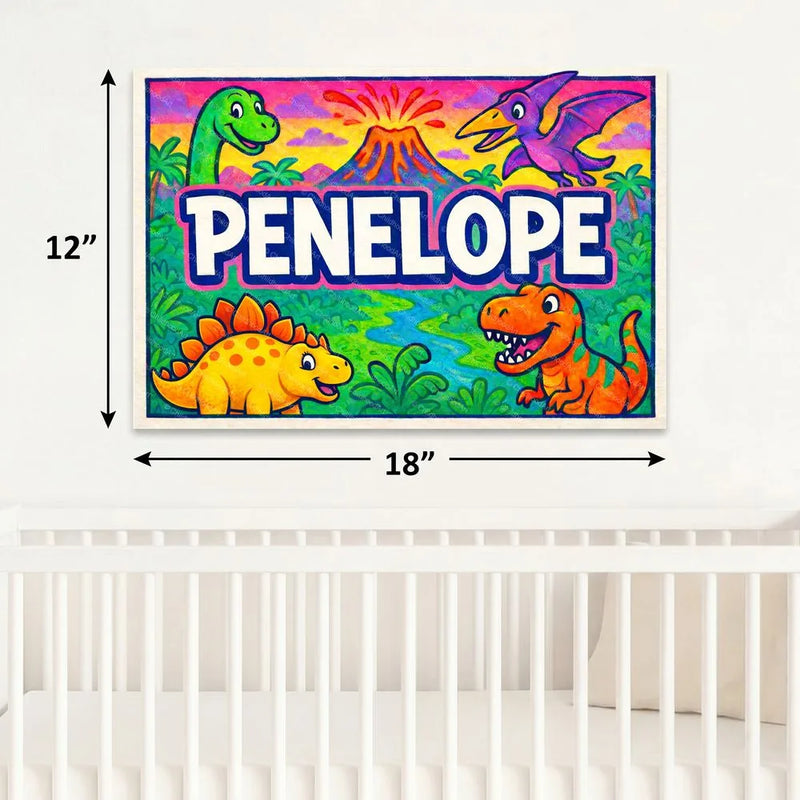 Adventurous personalized dinosaur name art for Penelope