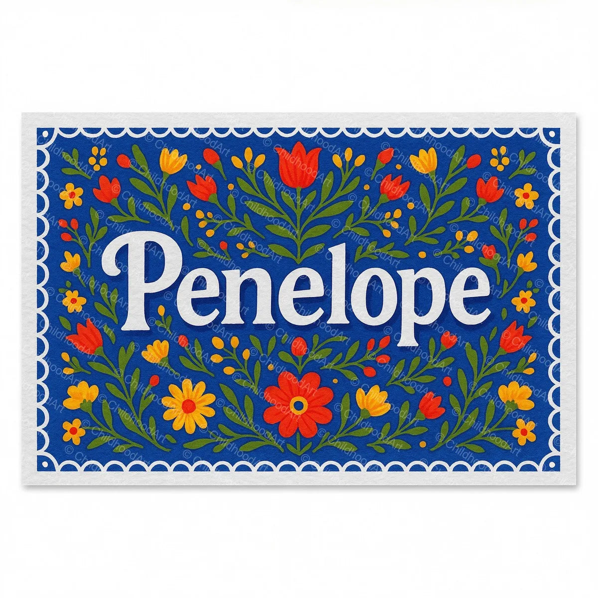 Penelope Floral Farmhouse Name Art - Full size image