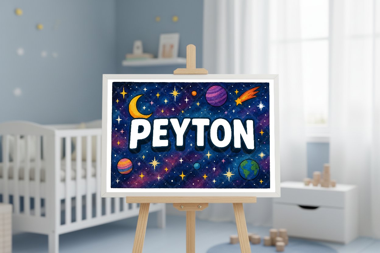 Personalized space name art for Peyton