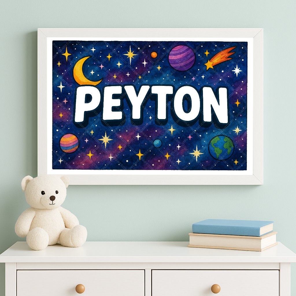 Personalized space name art for Peyton