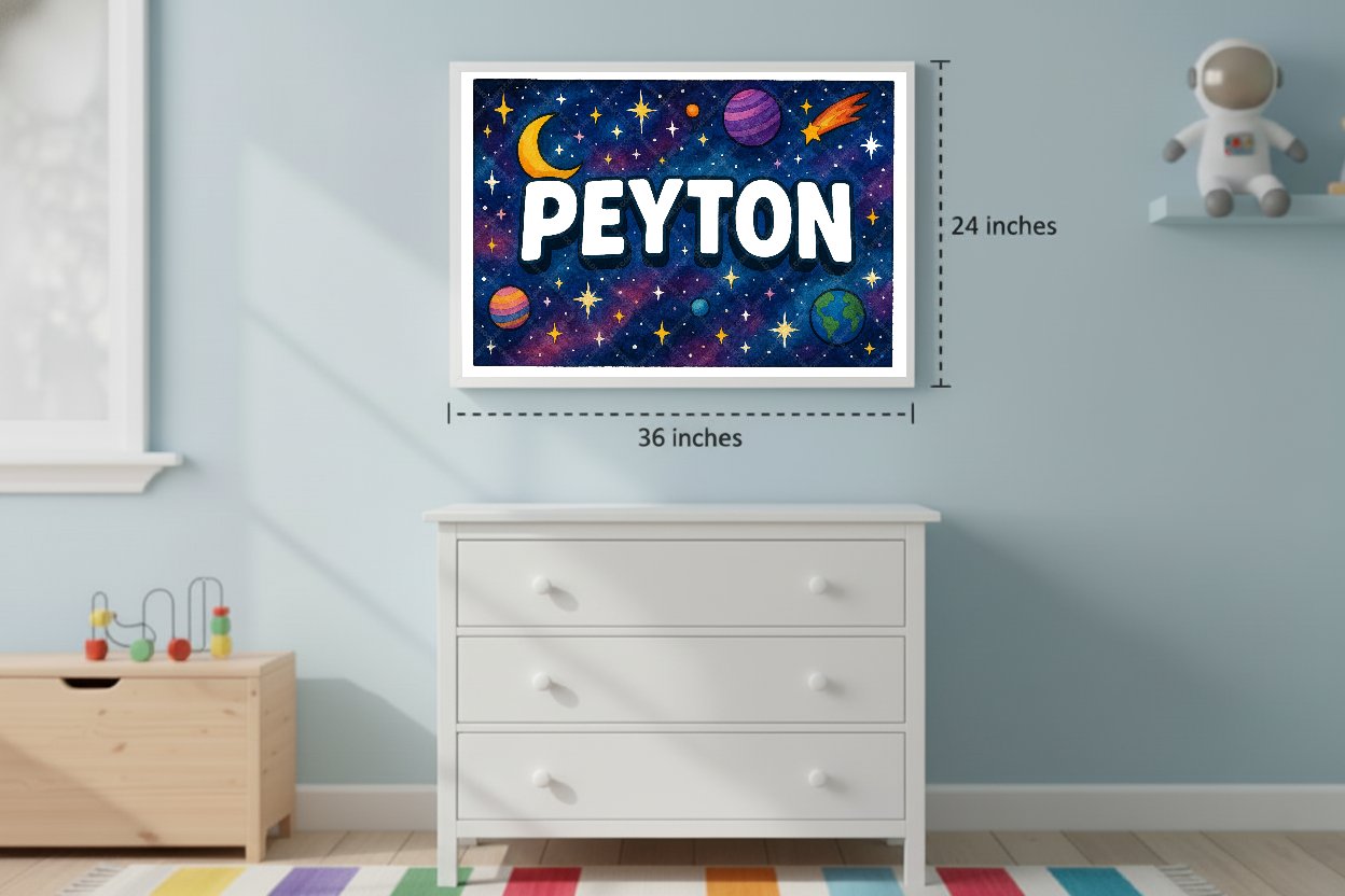 Personalized space name art for Peyton