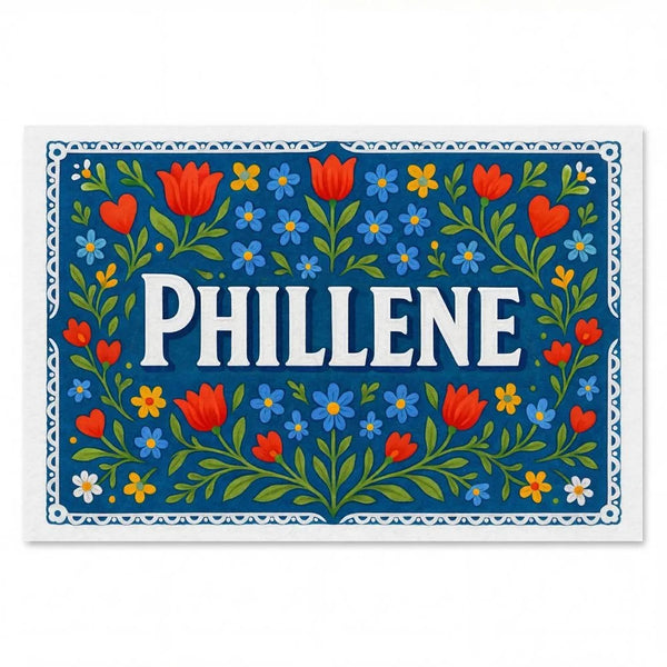 Personalized Phillene name art print in the Floral farmhouse style