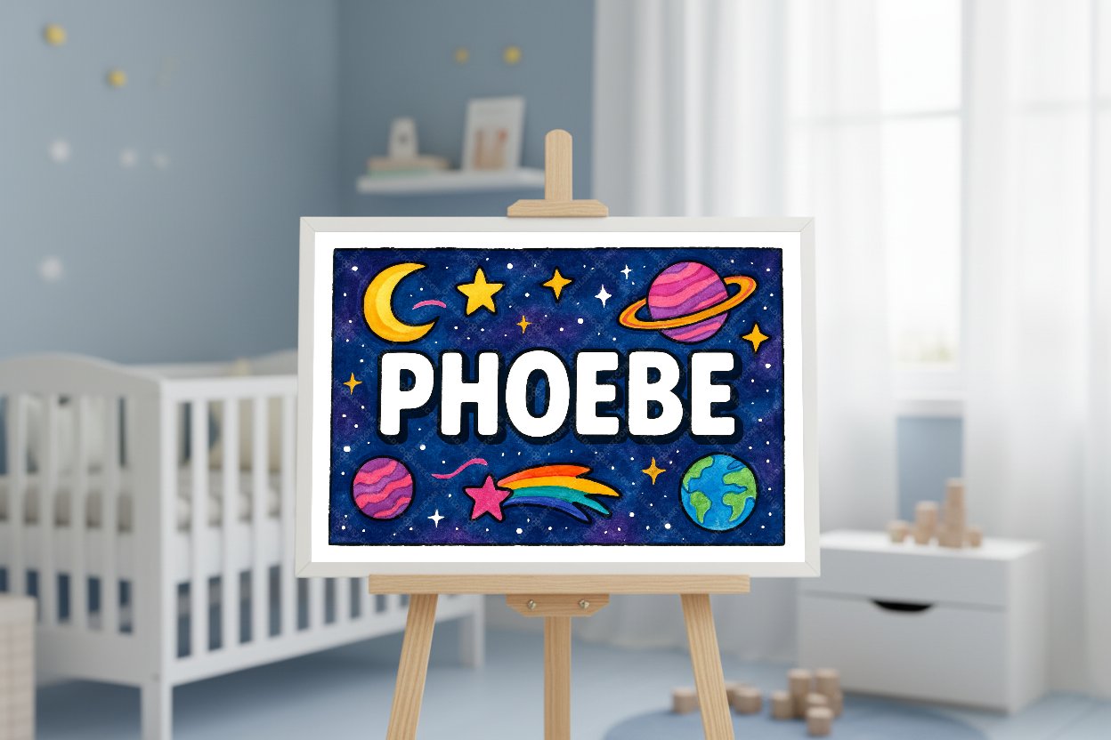 Personalized space name art for Phoebe