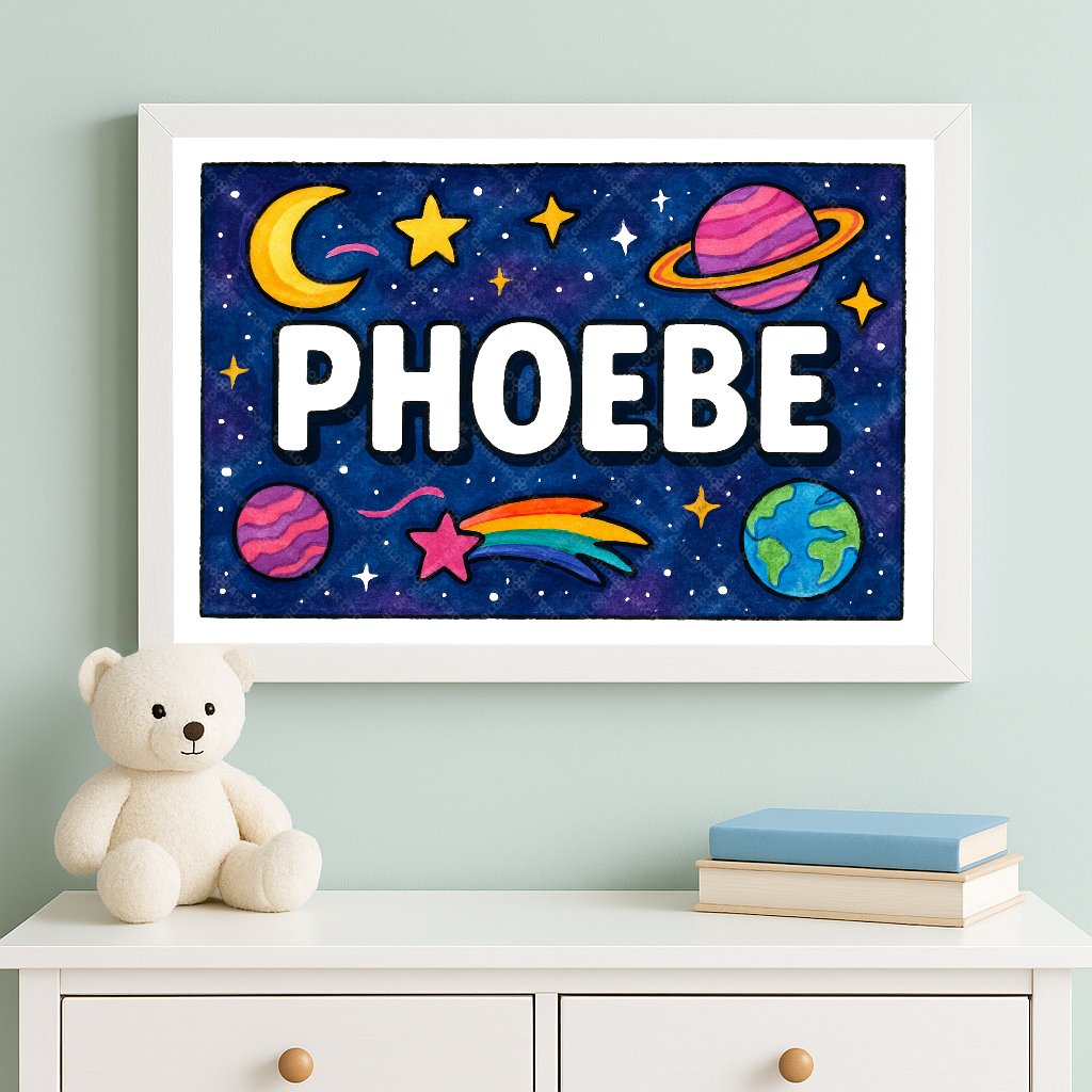 Personalized space name art for Phoebe