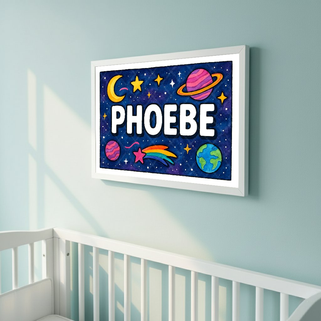 Personalized space name art for Phoebe