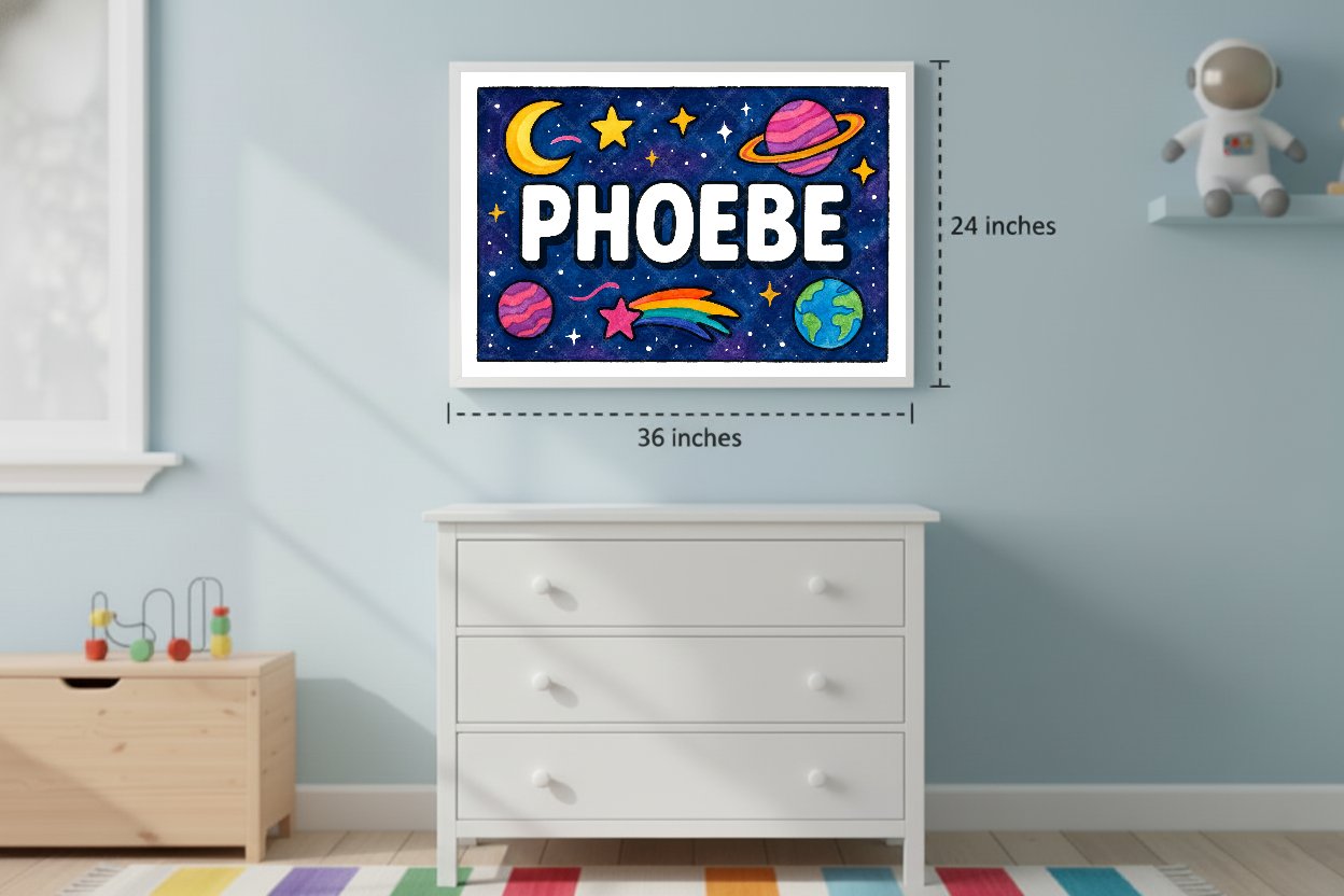 Personalized space name art for Phoebe