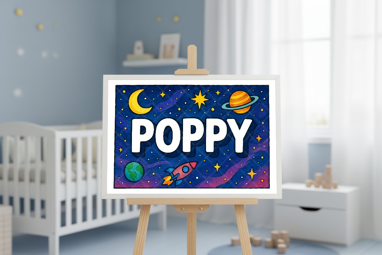 Personalized space name art for Poppy