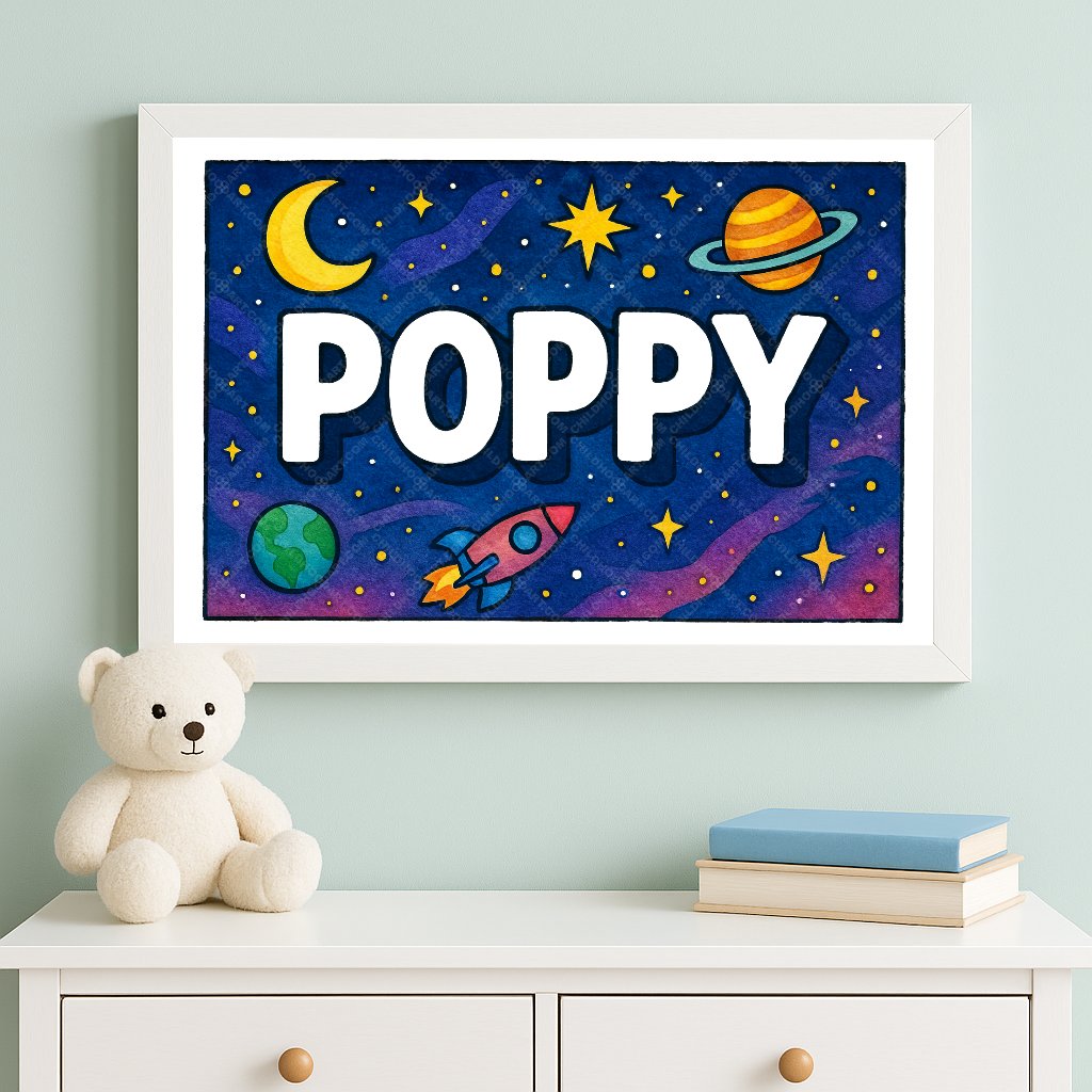 Personalized space name art for Poppy