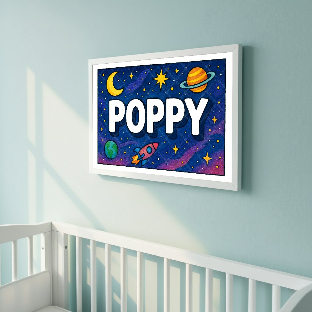 Personalized space name art for Poppy