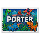 Porter Name Art - Dinosaur Adventure personalized wall print for kids