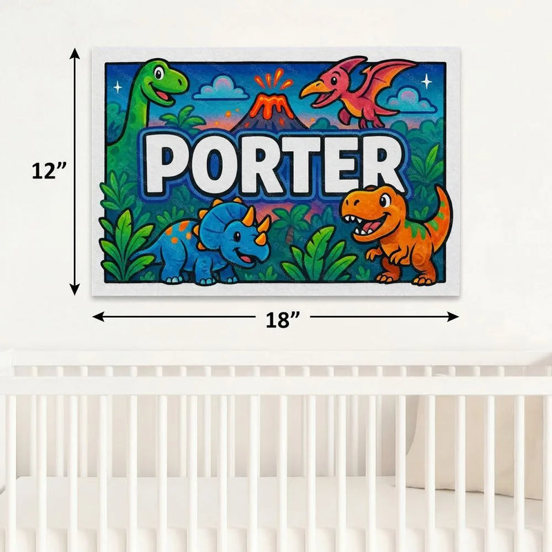 Porter Name Art - Dinosaur Adventure personalized wall print for kids
