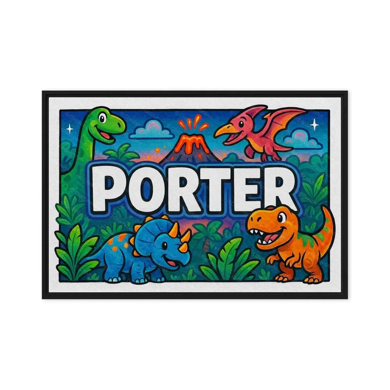Porter Name Art - Dinosaur Adventure personalized wall print for kids