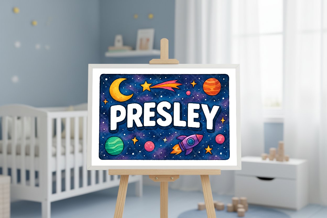 Personalized space name art for Presley