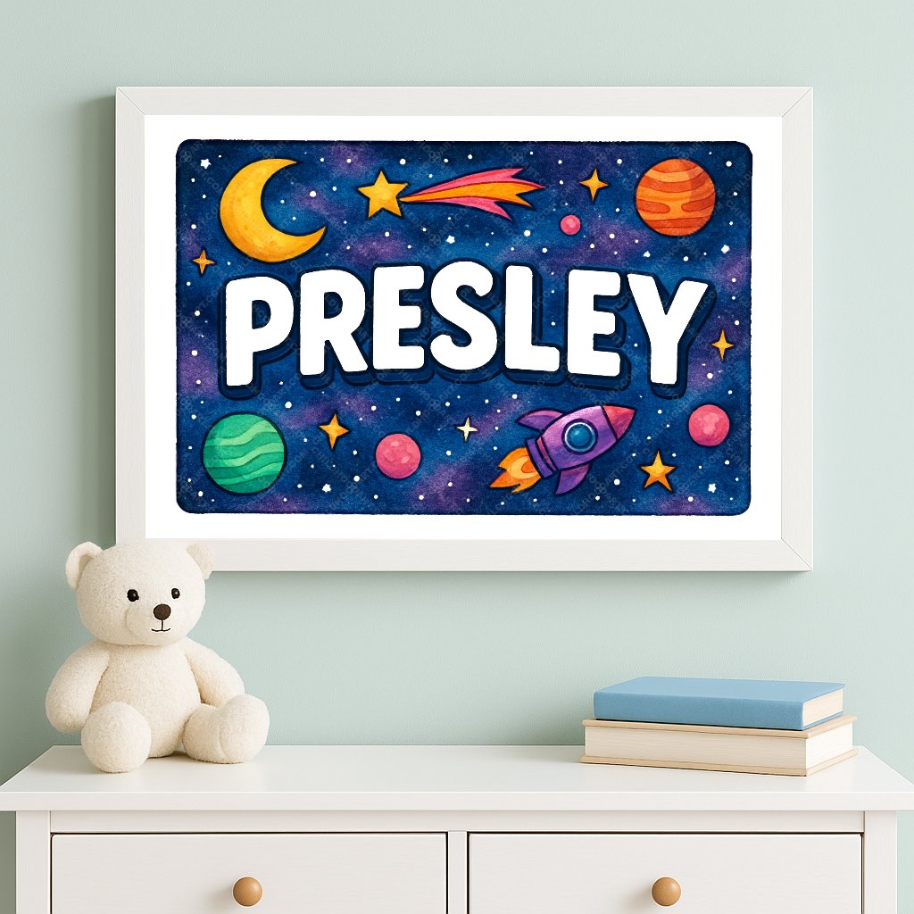Personalized space name art for Presley