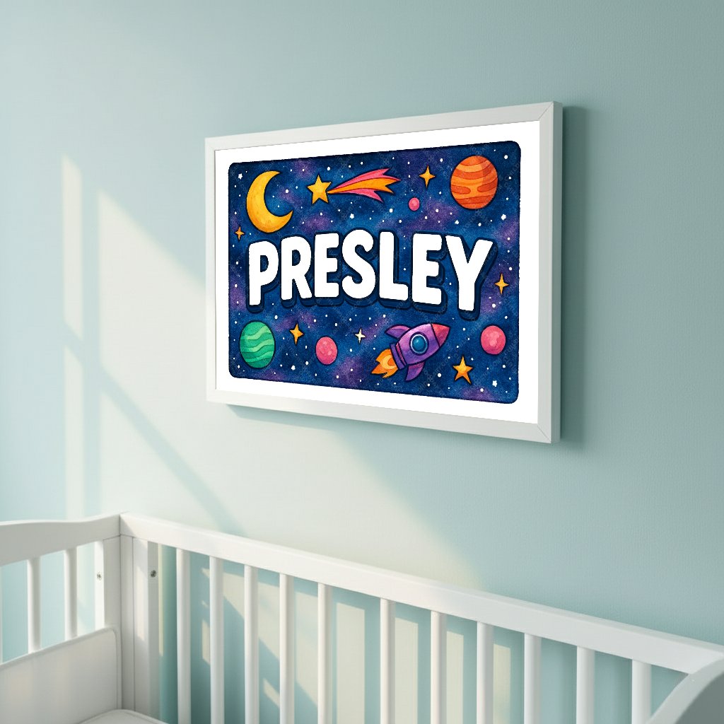 Personalized space name art for Presley
