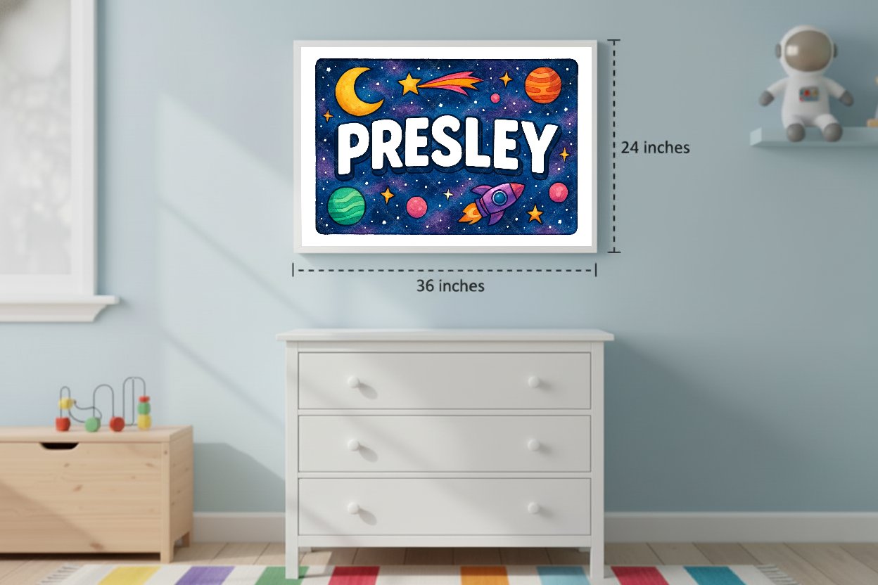 Personalized space name art for Presley