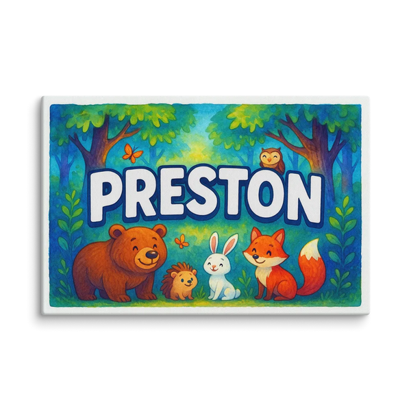 Preston Name Art - Forest Friends Personalized Wall Art